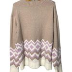 J.Crew Women’s Crewneck Sweater Size Medium Geometric Fair Isle Ivory K5304 Photo 8