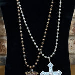 Southwestern arrowhead and cross pendant ball chain necklaces. Silver Photo 0