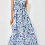 NWT Tuckernuck Hyacinth House Heidi Midi in Blue Floral Cotton High Neck Dress M Size M Photo 0