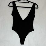 Princess Polly  Black Plunge V Neck Square Back Bodysuit Size 8 Photo 3