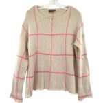 Wooden Ships Anthropologie  Sweater Pink Check Plaid Mohair Wool Blend Photo 0