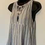 Woven Knit Maxi Sleeveless Striped Dress Blue Size M Photo 3