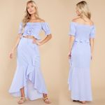 Red Dress Boutique Indigo Polka Dot Smocked Puff Sleeve Top & Ruffle Skirt Set Photo 0