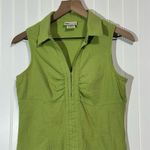 Faded Glory  Sleeveless Blouse Small 4/6 Lime Green Collared Y2K Stretch Top Photo 1