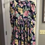 YAS Flower AOP Organic Cotton 3/4 Sleeves Sky Captain Short Dress US(0 Photo 8