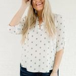 Maurice's Straight to Business White Patterned Blouse~lg Photo 0