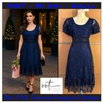 Miami NWT Mi Ami Navy & Black Floral Lace Ruffle Tier Midi Dress – Size Small Photo 1