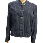 Bum Equipment  Mandarin Collar Stretch Denim Button Up Blue Jean Jacket Cotton M Photo 0