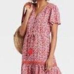Knox Rose  Dress Boho Red Floral Short Tassel Ditsy Western Prairie Trave… Photo 0