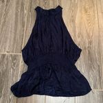 Sadie and Sage NEW NWT  size medium Viscose blend silky navy high neck tank top Photo 0