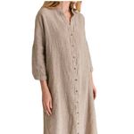 SAUTHS linen maxi dress in almond stripes large Tan Photo 2