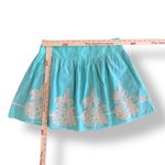 Theme women’s light‎ blue embroidered ruffled silk cotton mini skirt size Large Photo 2