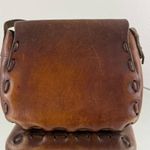 Vintage 90s Brown Tooled Leather Flower Butterfly Boho Crossbody Saddle Bag Photo 7