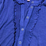 Lilly Pulitzer Ruffle Polo Top Navy Blue Casual Coastal Clean Girl Cotton Photo 6