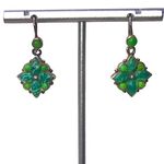 BARSE VINTAGE Green Turquoise Malachite Sterling Silver Floral Drop Earrings Photo 0
