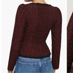 Reformation NWT Nikky Lace Trim Button Long Sleeve Top French Kiss Black Red 2 Photo 1