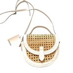 LUSANA Nicole Woven Rattan/Faux Leather Crossbody NWT‎ Tan Photo 1