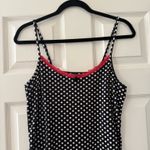 Black and White Polka Dot Dress with Red Lace Trim Size M Photo 1