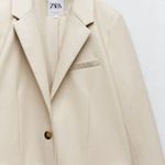ZARA  FAUX LEATHER MENSWEAR STYLE BLAZER Beige Size XS NEW Photo 15