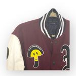 PacSun ࿊ DFW Varsity Patchwork Faux Leather Jacket ࿊ Burgundy ࿊ Men S ࿊ Women M Photo 5