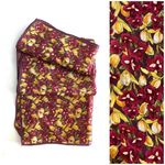 Vintage Red Iris Flower & Yellow Floral Print Silk Neck Scarf Photo 1