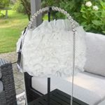 Sincerely Jules, silver rhinestone and white ruffled satchel Photo 0