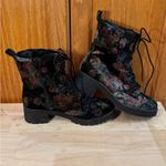 Madden Girl Eloisee Velvet floral Renaissance lace up combat boots ankle booties Photo 6