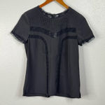 Maison Scotch  La Femme Selon Marie Black Blouse Pintuck and Lace Detail Photo 0