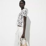 ZARA NWT Front Embroidery T-Shirt / White Lace Floral Top Women’s Small Photo 3