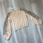 Free People Sweatshirt senorita crop pullover embroidered womens Cream (xsmall) Photo 8
