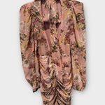 Lavish Lice LAVISH ALICE Floral Long Sleeve Open Back Chiffon Minidress Size US/6 Photo 4