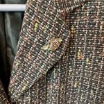 Josephine Chaus  Tweed Green Wool Blend Elegant Flower Pin Jacket Preppy 10 Photo 3