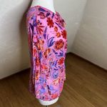 Hale Bob Top Medium Pink Floral Delyse Velvet Burnout Keyhole 3/4 Kimono Sleeves Photo 6