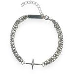 Double Layer Star Charm Bracelet for Men Women Streetwear Hip Hop Unisex Style Silver Photo 0