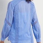 Soft Surroundings Trianon Blouse Women 2X Crochet Lace Dusty Blue Boho Hippie Photo 14