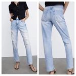 ZARA The Truth Slim ripped distressed mid-rise jeans sz 8 Photo 1