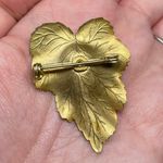 Sarah Coventry Vintage Gold Tone Leaf Faux Pearl Brooch Pin Classy Designer Fall Photo 3