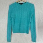 Ralph Lauren Women’s Slim Fit 100% Cashmere Cable Knit Sweater in Aqua Glass L Photo 0