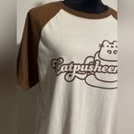 Pusheen EUC  Brown and Cream Catpusheeno Graphic T-Shirt size medium Photo 1