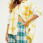 Free People We The Free Top Washed Away Yellow Windowpane Tie Dye Shirt Size XS Photo 0
