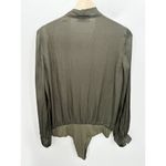 Reset Olive Green Satin Long Sleeve Wren Bodysuit Flowy Loose Women L NWT Size L Photo 1