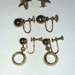 Lot of 3 Vintage Gold Tone Airplane Stud Screw Back Earrings Photo 3