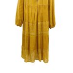 Free People  Gemma Midi Dress Floral Embroidered Eyelet Boho Mustard Yellow Photo 8