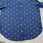 Kerri Rosenthal Women’s Mia Ruffle Button Down Shirt Tiny Heart Print in Navy XL Blue Photo 3