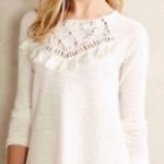 Anthropologie π΅ SALE 3/$25 ANTHRO FLOREAT COTTON CREAM PULLOVER TASSEL CROCHET SWEATER XS Photo 0
