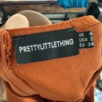 PRETTY LITTLE THING | Burnt Orange Ruched Form Long Sleeve Bodycon Mini Dress, 2 Photo 4