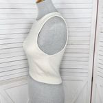 Pretty Little Thing  Ribbed Knit Racer Back Crop Tank Top Cream Medium Photo 1
