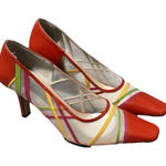 vintage J. Renee womens Retro Vibrant mesh Red yellow green orange heels Sz 8.5 Photo 0