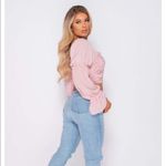 NWT Parisian Off Shoulder Ruched Sheer Top Womens 4 Black Romantic Coquette Pink Photo 4