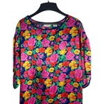 Victoria's Secret Victoria Secret Bright Floral Satin Feel Short Sleeve Gold Label Nightgown 90s M Photo 1